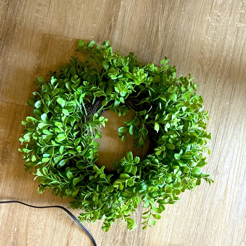 Small green wreath. Cute for spring time.